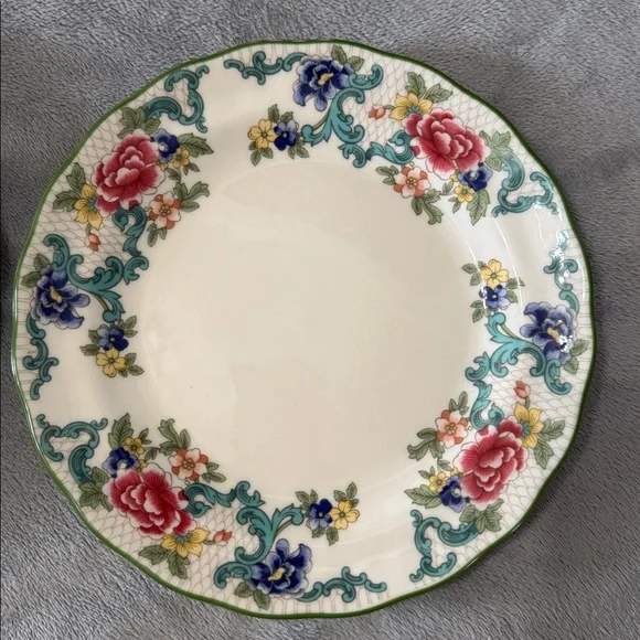 Royal Doulton Florandora Green 1981 Bread and Butter Pate T. C. 1127 Fine China - Picture 5 of 11